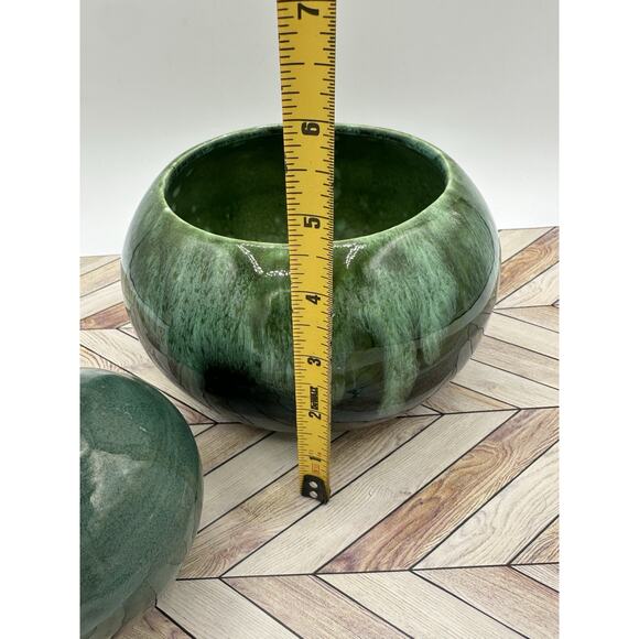 Green Drop Glaze Pottery Sugar Bowl & Creamer Drip Glaze Set Vintage Stunning - Picture 4 of 7